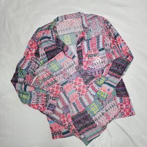 Victoria's Secret Pink Pajama Patchwork Top Pants Set Women's Size Medium